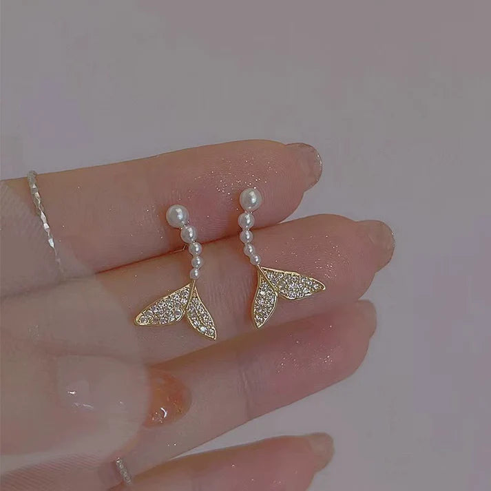 Mermaid Tail Peral GOLD-EARRING