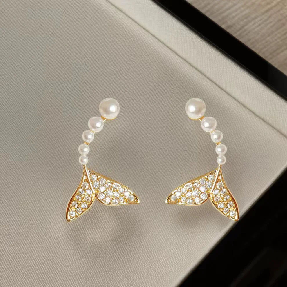 Mermaid Tail Peral GOLD-EARRING