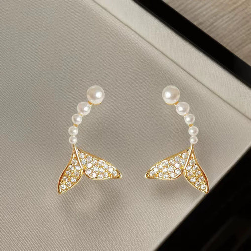 Mermaid Tail Peral GOLD-EARRING