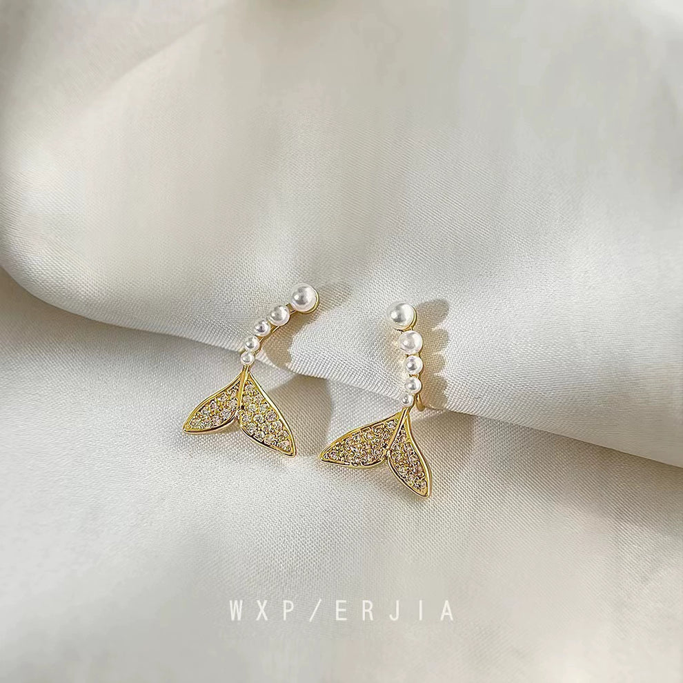 Mermaid Tail Peral GOLD-EARRING